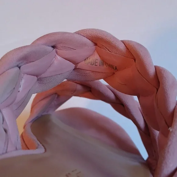 Rebecca Minkoff Imani Pink Braided Genuine Suede Platform Slide Sandals sz 7.5 - Picture 8 of 11